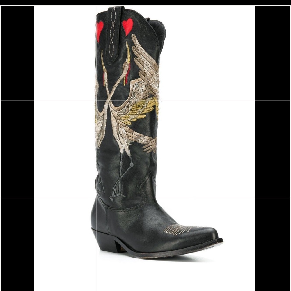 Don’t buy!! ISO Golden Goose Crane embroidered black leather boots